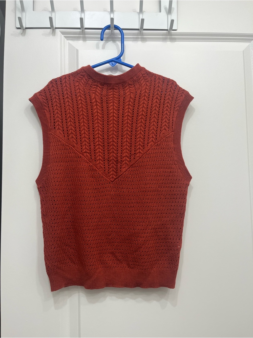 Free People Burnt Orange Textured Knit Sweater Vest, Top Small